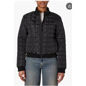Nicole Miller Womens Lined Quilted Midweight Bomber Jacket Size Med Black NEW‎